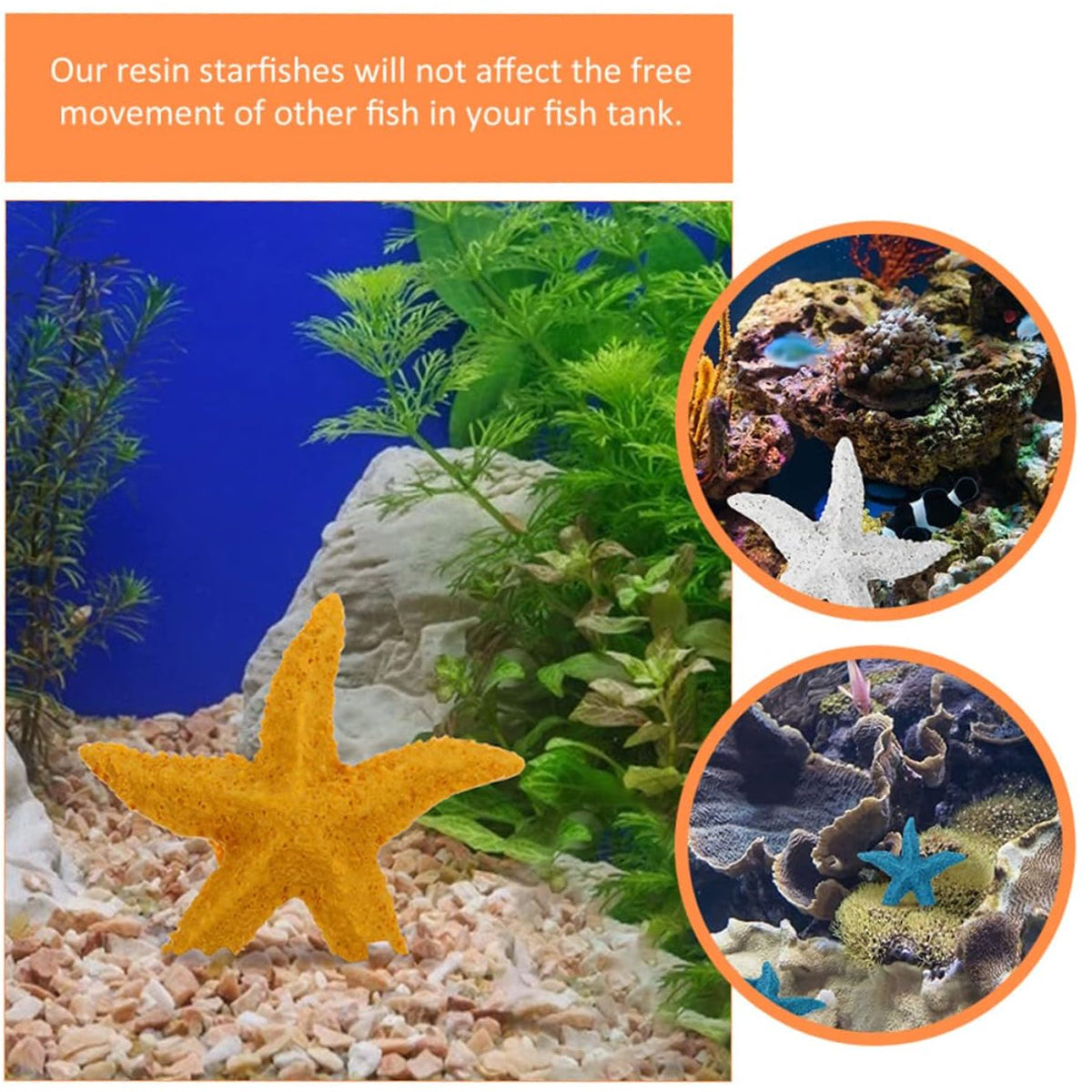 Aquarium Resin Starfish Decoration Set Of 4