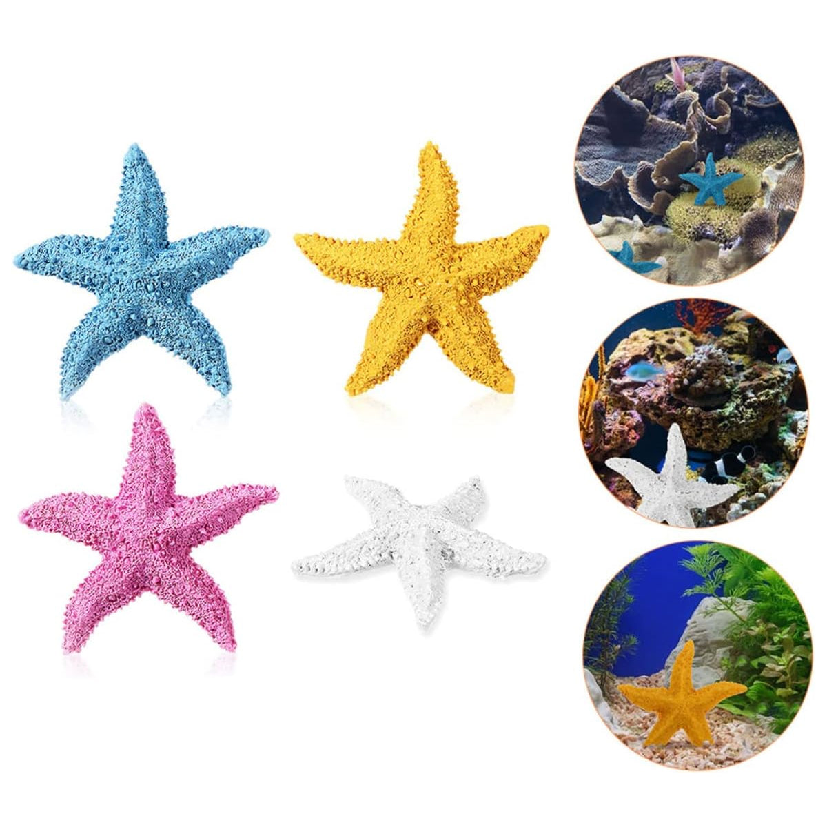Aquarium Resin Starfish Decoration Set Of 4