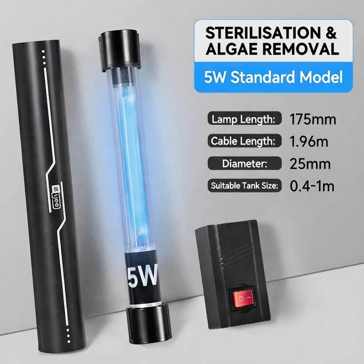 Yee aquarium UV steriliser lamp with 5W, 7W and 9W options