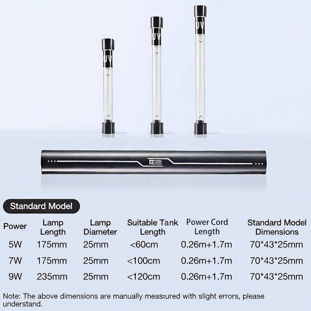 Yee aquarium UV steriliser lamp with 5W, 7W and 9W options – product view 9