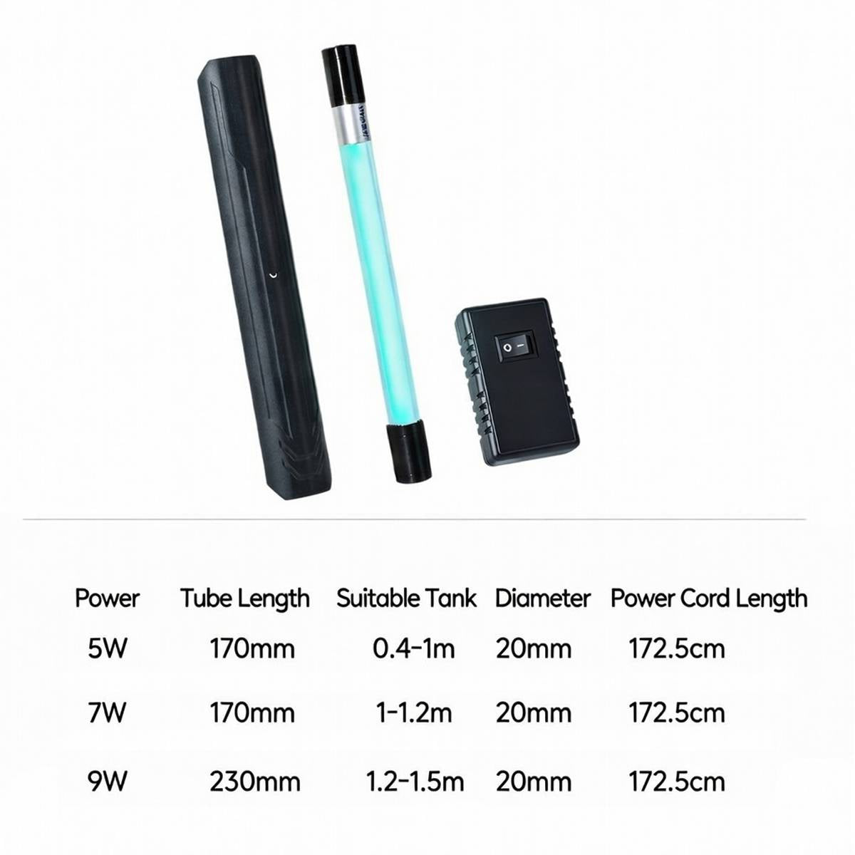 Yee timed aquarium UV steriliser with 5W, 7W and 9W options – product view 6