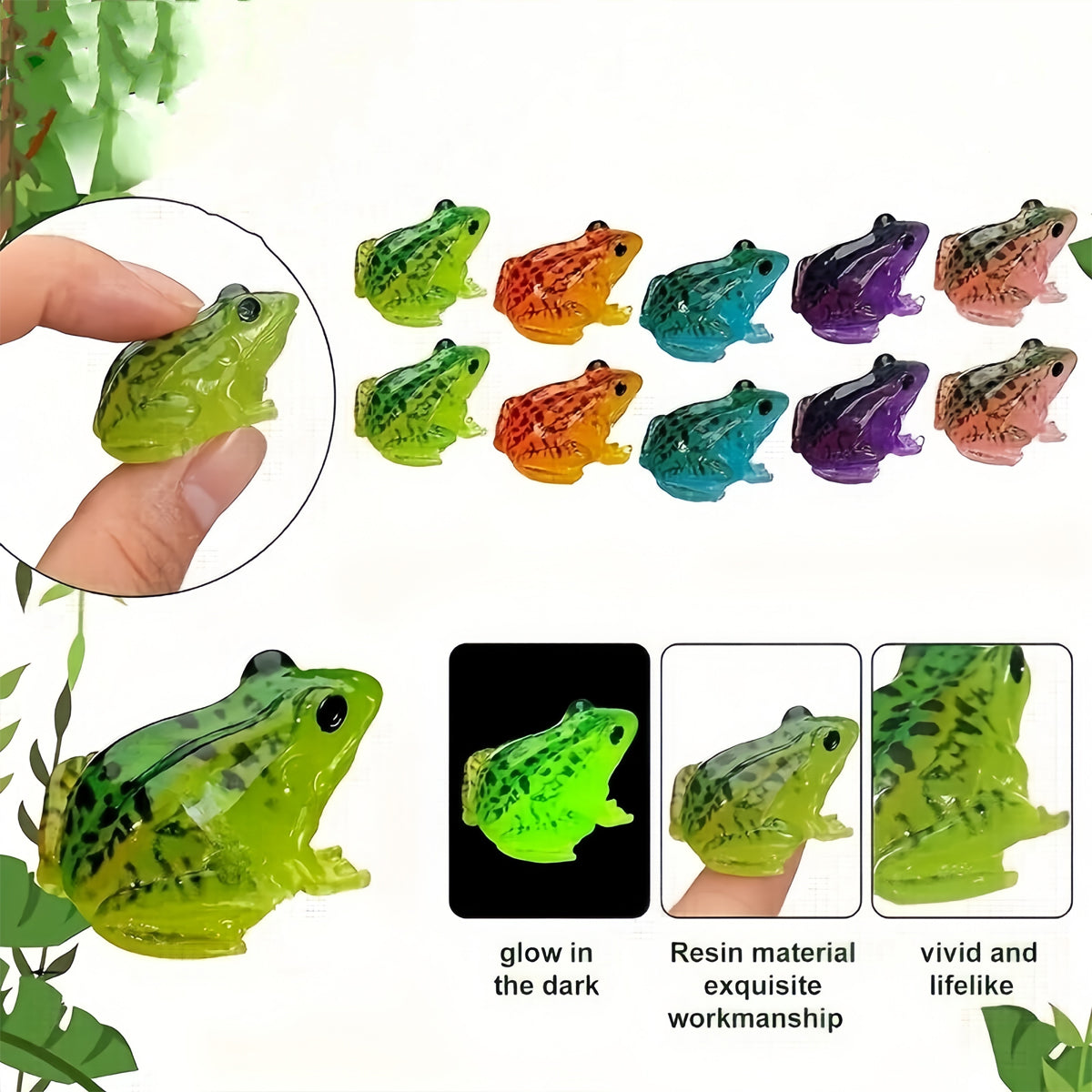 20PCS Luminous Frog Aquarium Decorations