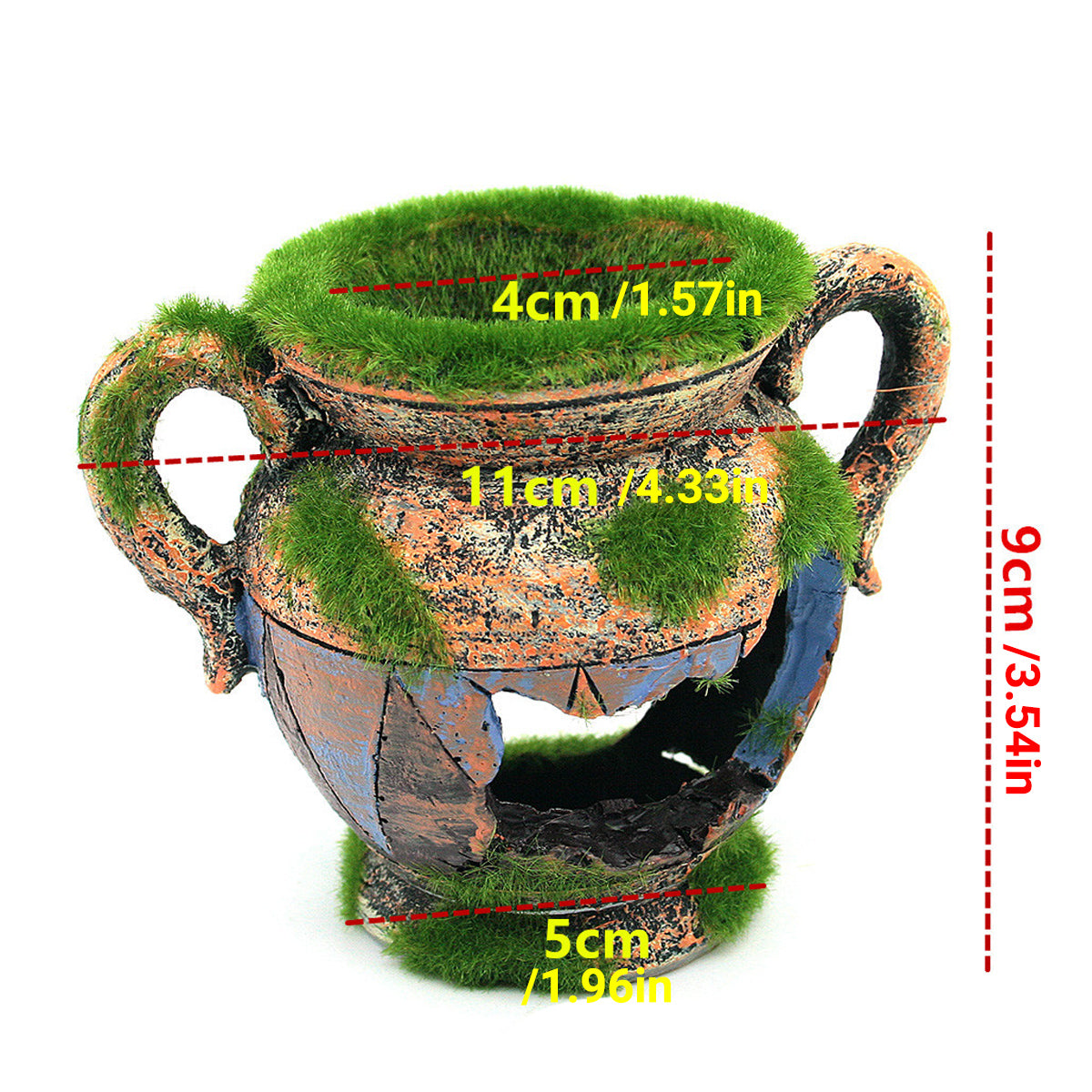Aquarium Moss Vase Resin Fish Tank Decoration With Hiding Spot