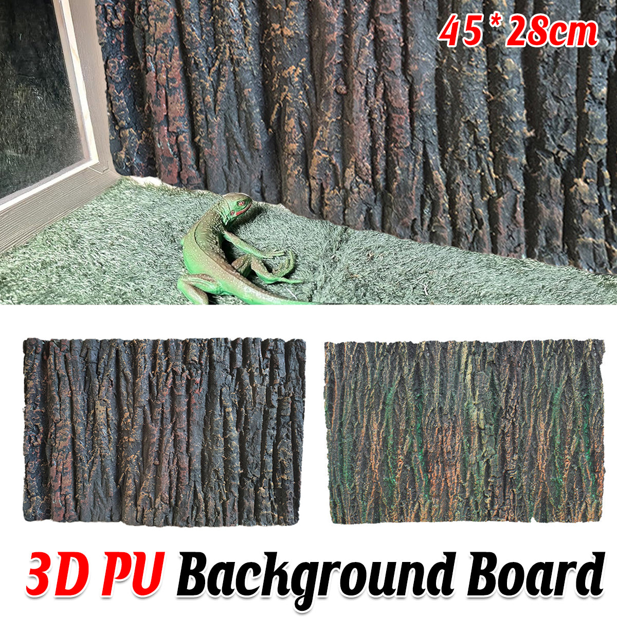 3D Reptile Tank Background Plate Aquarium Bark Rock Decor