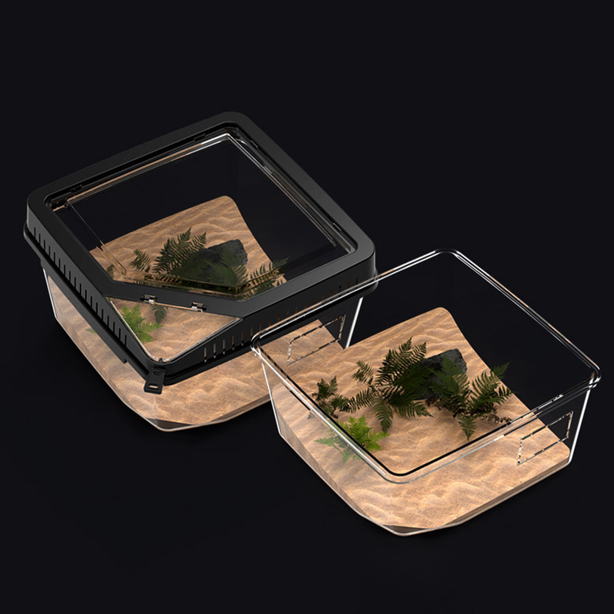 Transparent Reptile Feeding Box With Ventilated Lid
