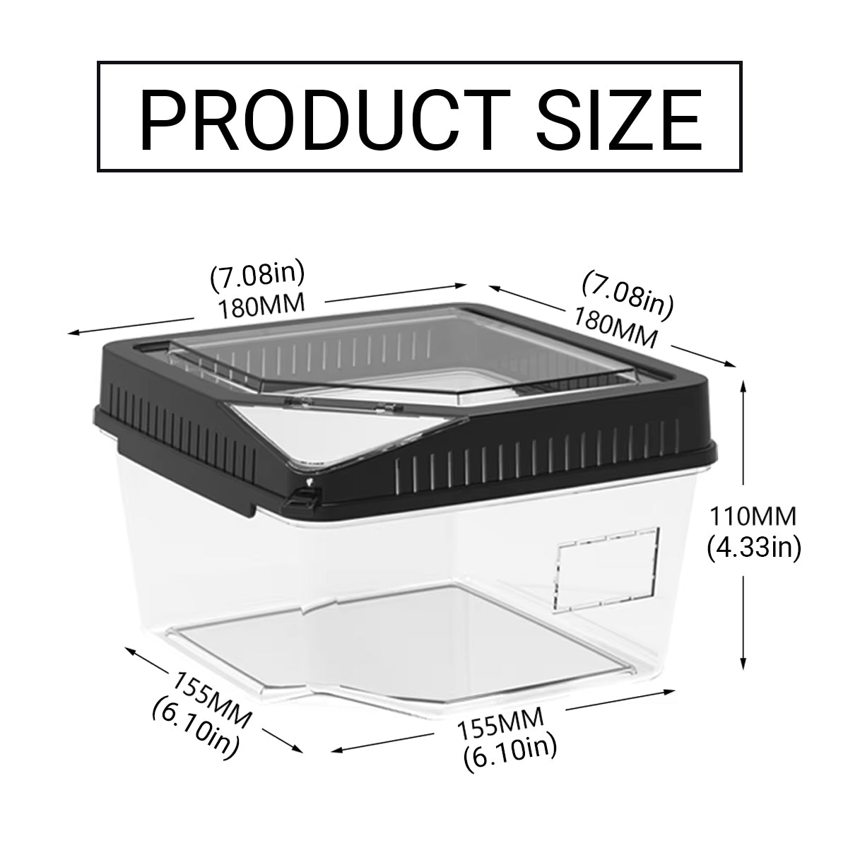 Transparent Reptile Feeding Box With Ventilated Lid
