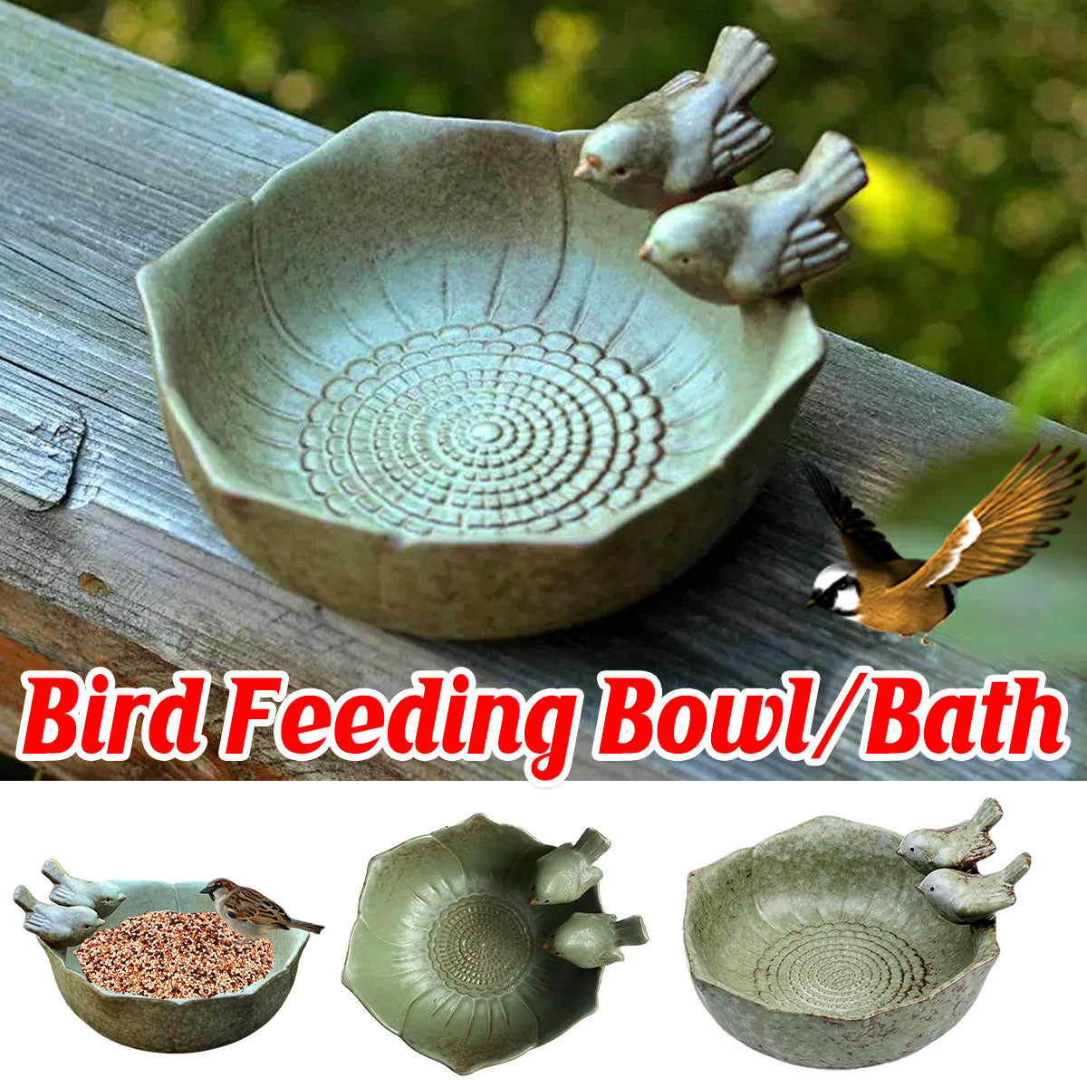 Ceramic Bird Bowl For Outdoor Feeding And Watering
