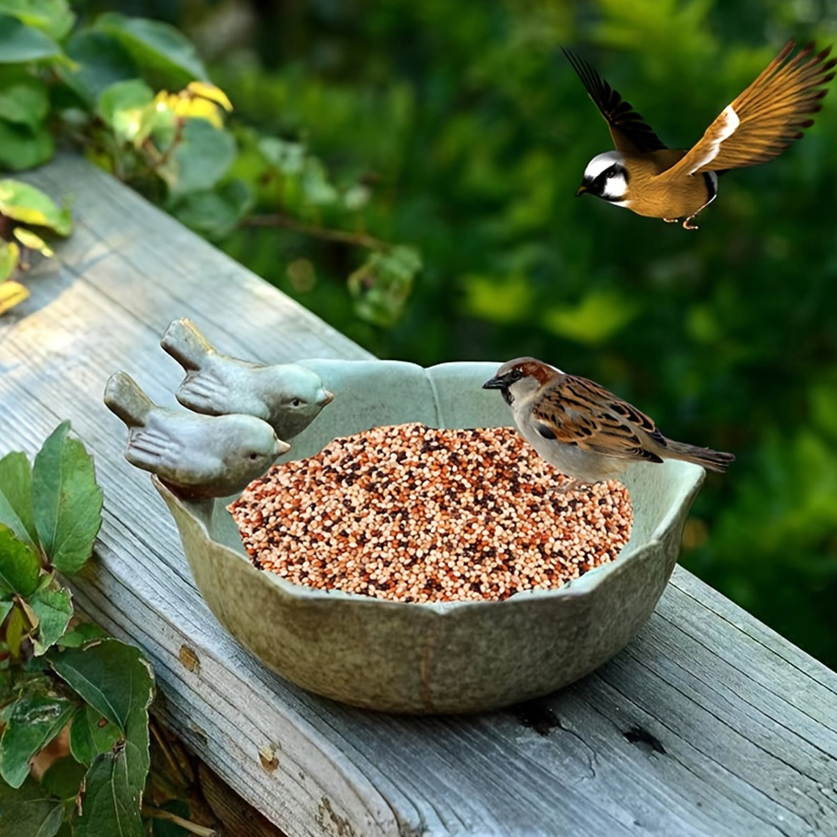 Ceramic Bird Bowl For Outdoor Feeding And Watering