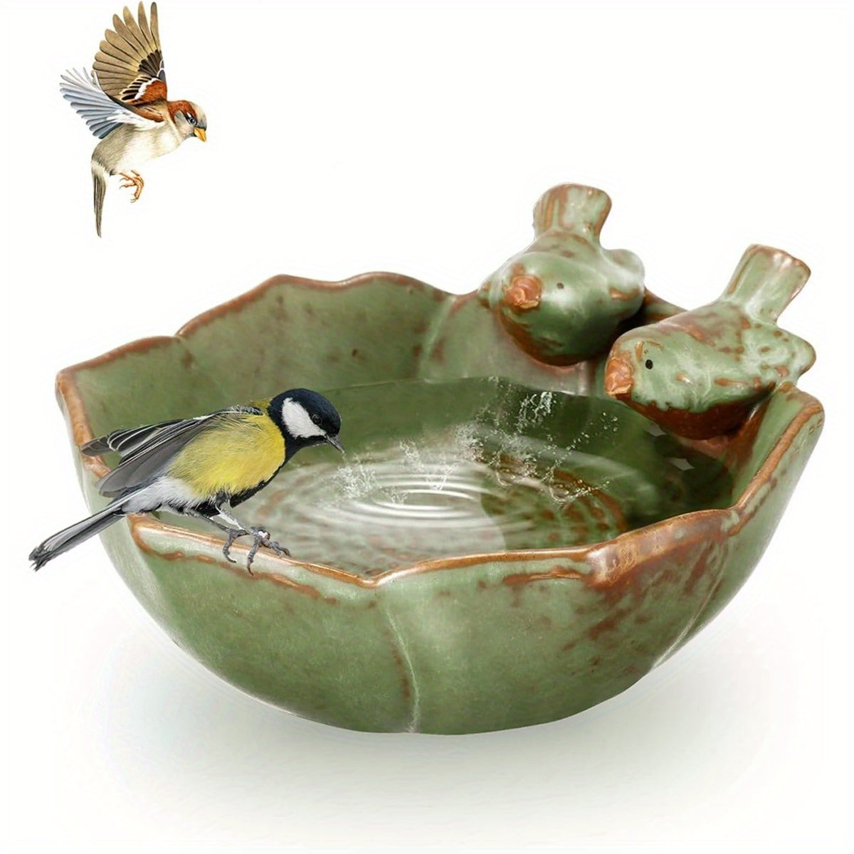 Ceramic Bird Bowl For Outdoor Feeding And Watering