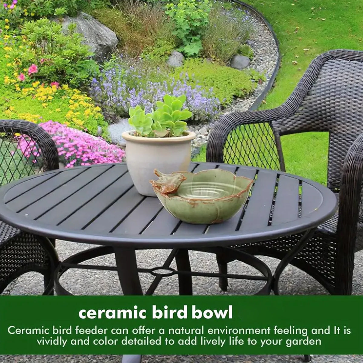 Ceramic Bird Bowl For Outdoor Feeding And Watering