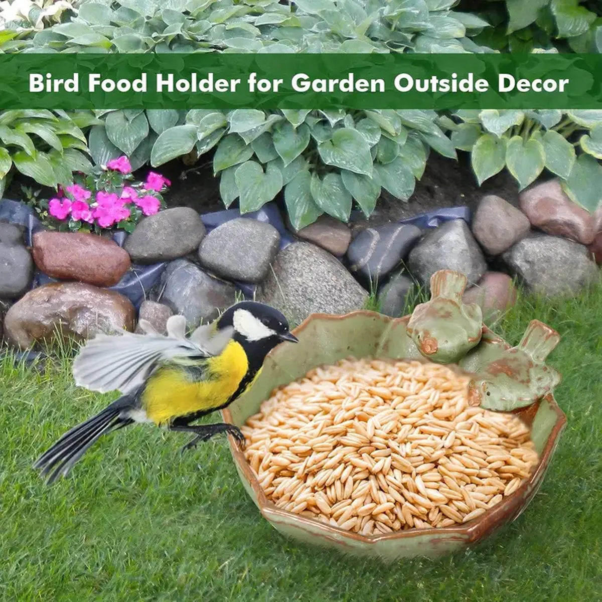 Ceramic Bird Bowl For Outdoor Feeding And Watering