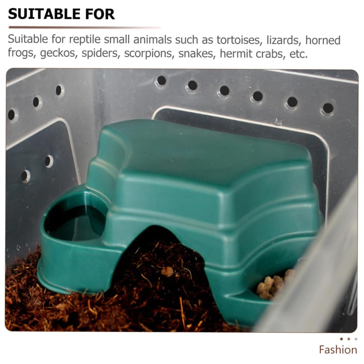 Multi-functional Reptile Cave Shelter with Feeding Basin