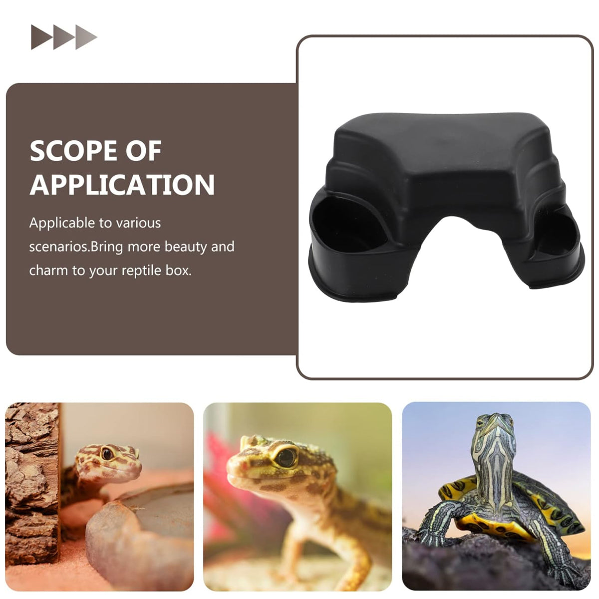 Multi-functional Reptile Cave Shelter with Feeding Basin