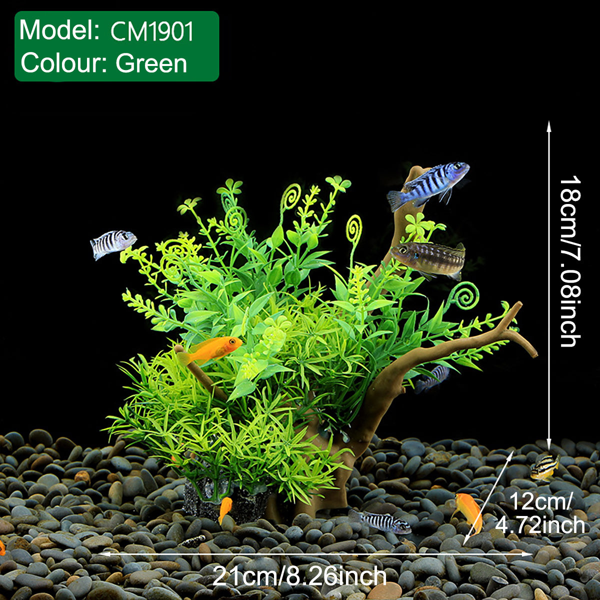 Aquarium Decoration Set with Artificial Wood and Water Grass