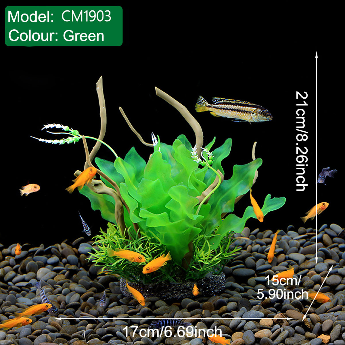 Aquarium Decoration Set with Artificial Wood and Water Grass