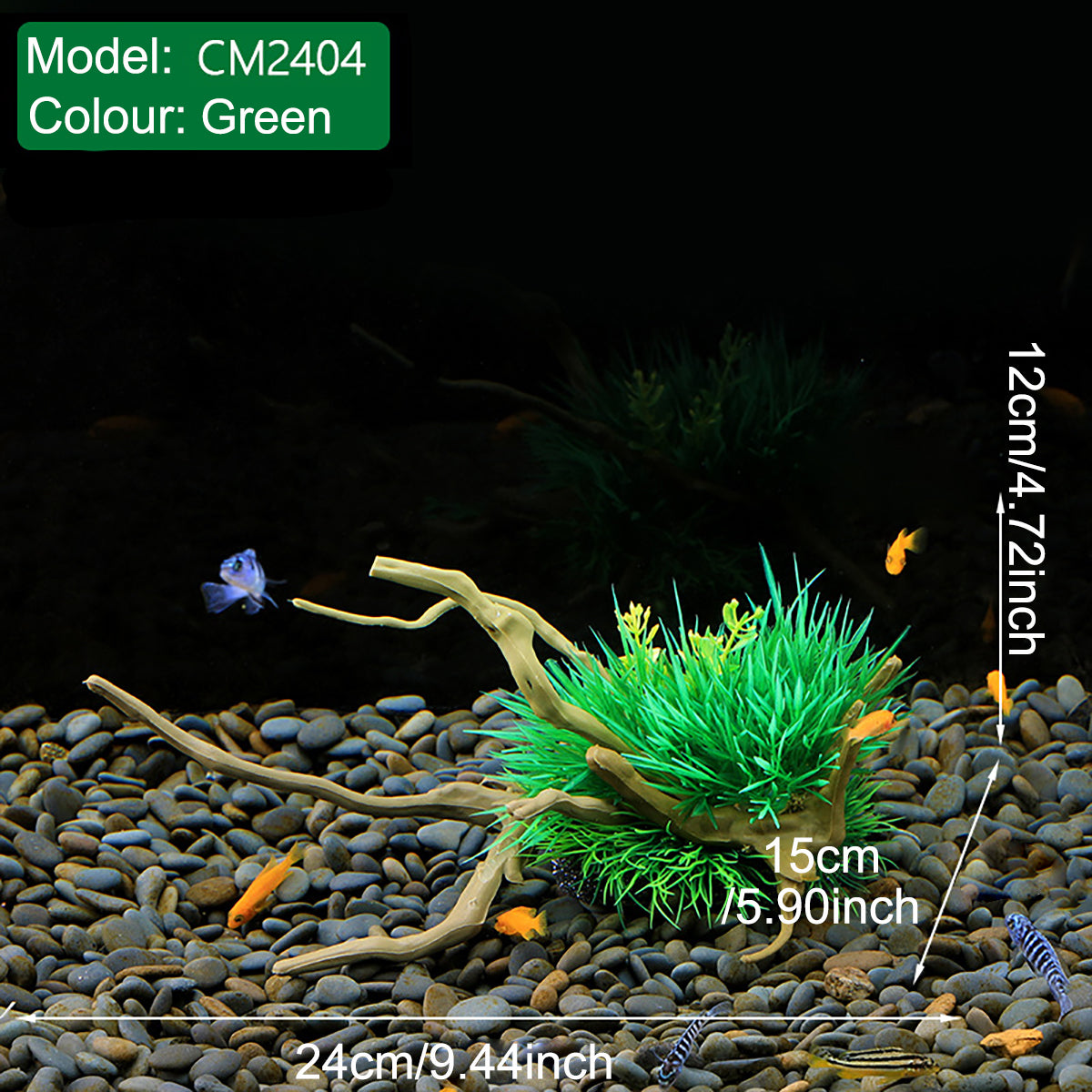 Aquarium Decoration Set with Artificial Wood and Water Grass