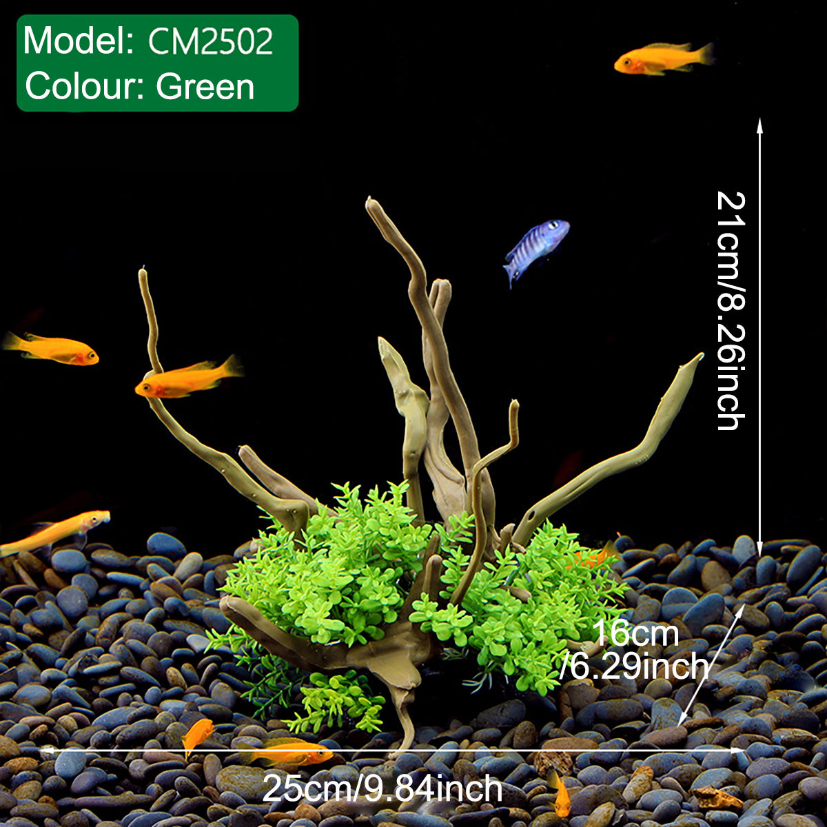 Aquarium Decoration Set with Artificial Wood and Water Grass
