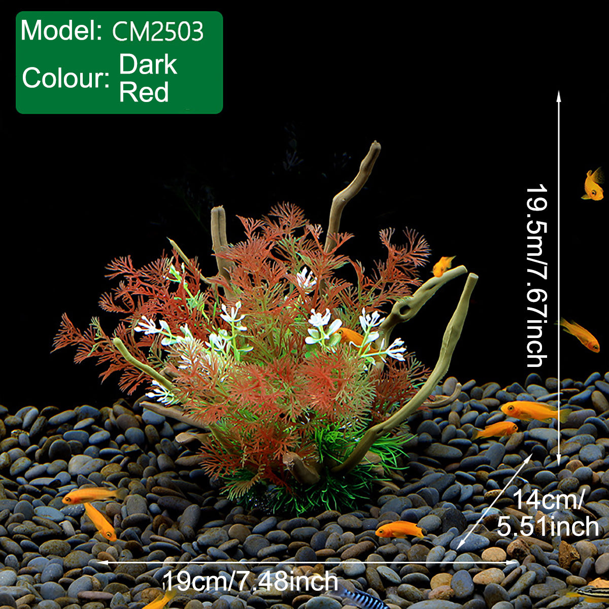 Aquarium Decoration Set with Artificial Wood and Water Grass