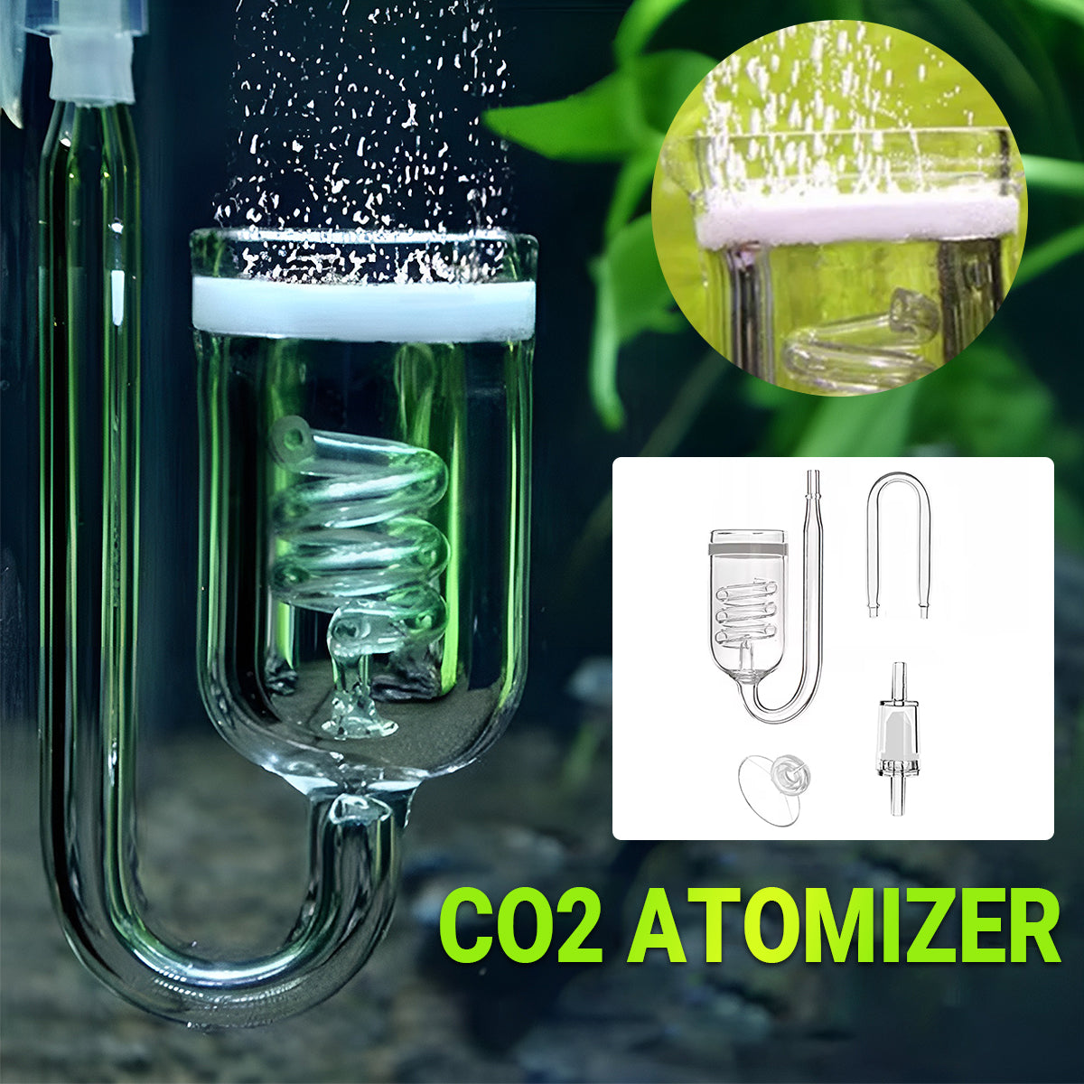 Aquarium CO2 Diffuser Glass Spiral Atomizer