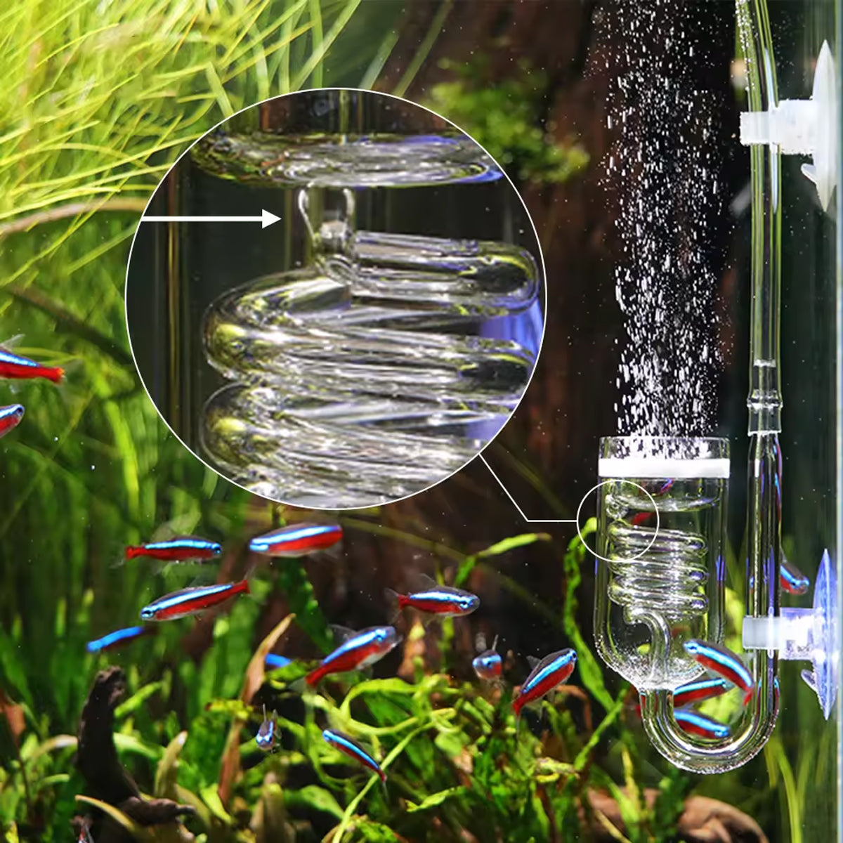 Aquarium CO2 Diffuser Glass Spiral Atomizer