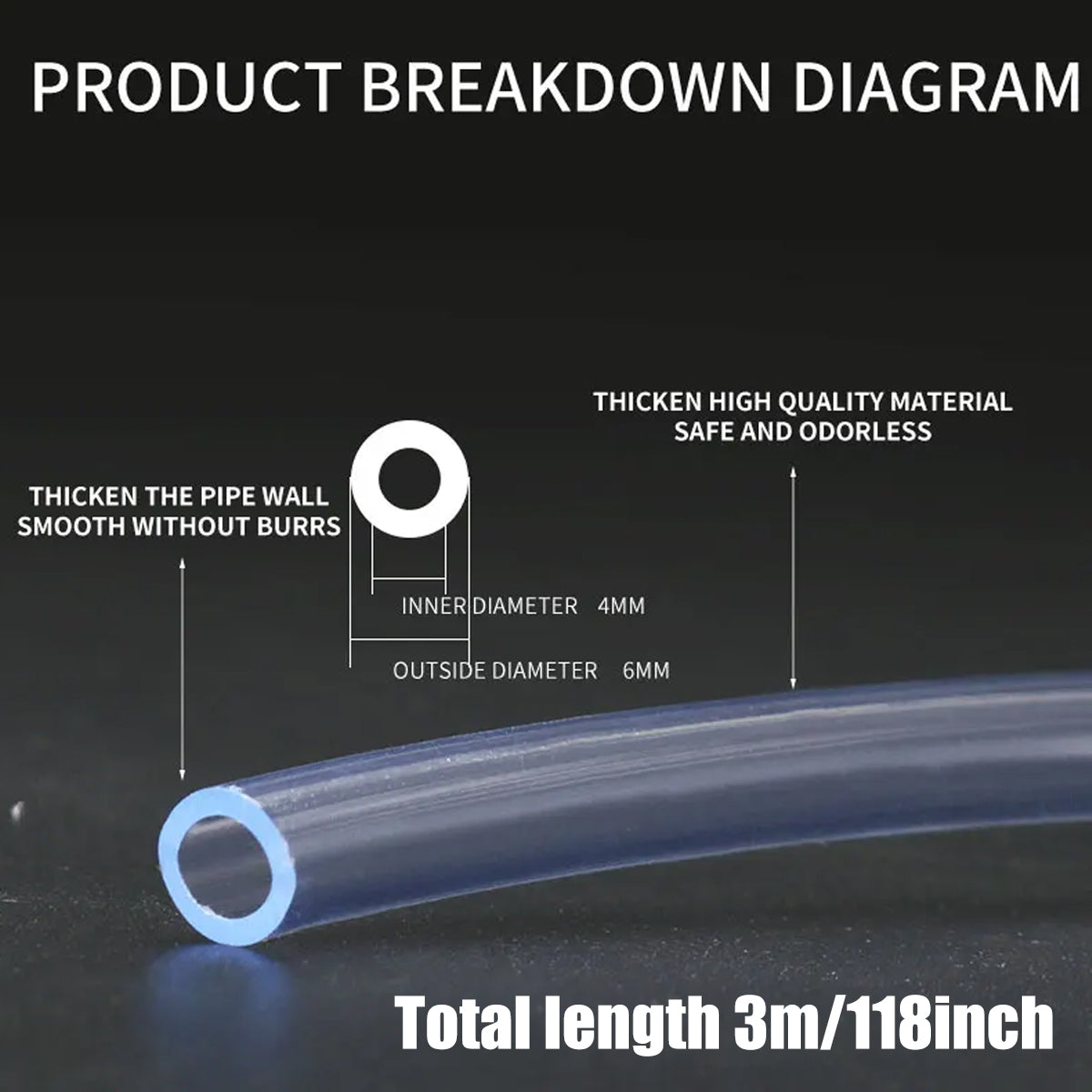 CO2 Tubing Hose for Aquarium 3m High-Pressure CO2 Pipe
