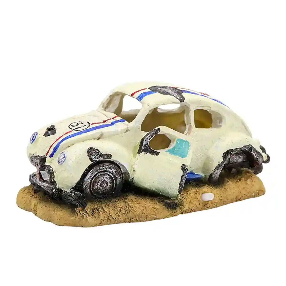 Resin Wrecked Car Aquarium Decoration with Air Bubbler Feature