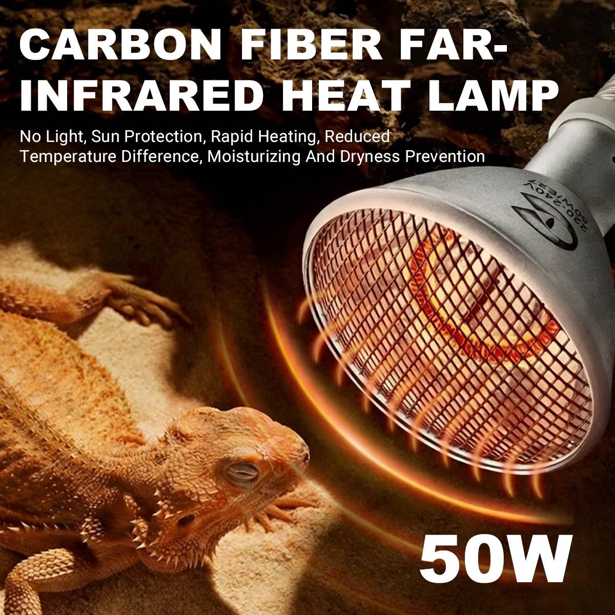 Reptile Infrared Heat Lamp 50W E27 Bulb