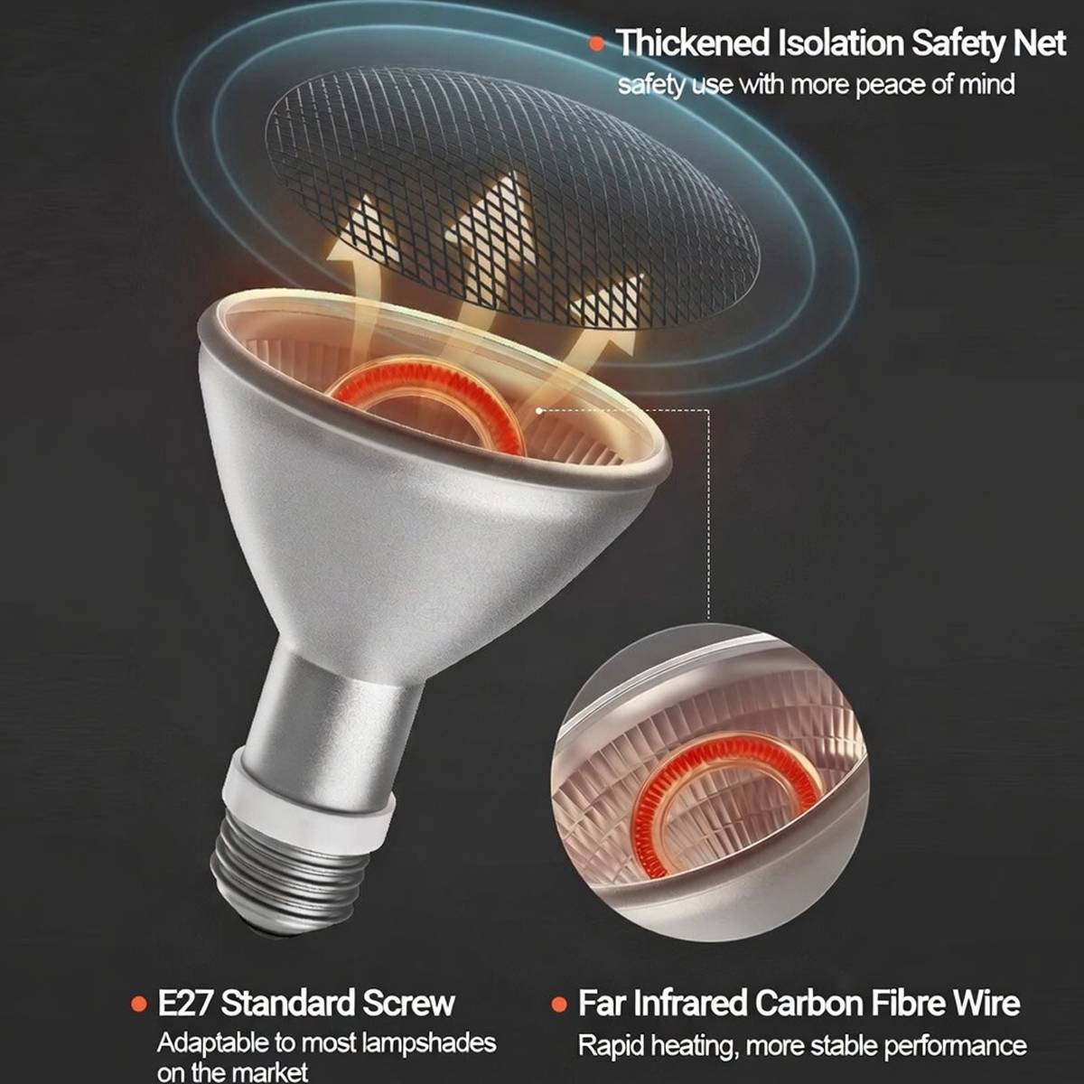 Reptile Infrared Heat Lamp 50W E27 Bulb