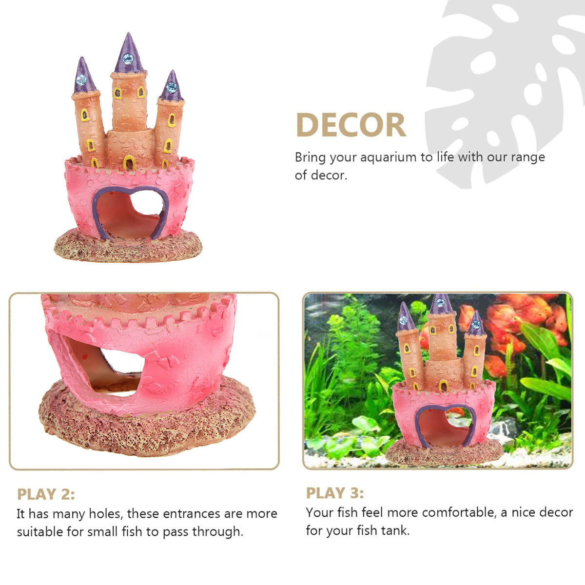 Resin Castle Aquarium Ornament Colorful Fish Tank Decoration & Hideout