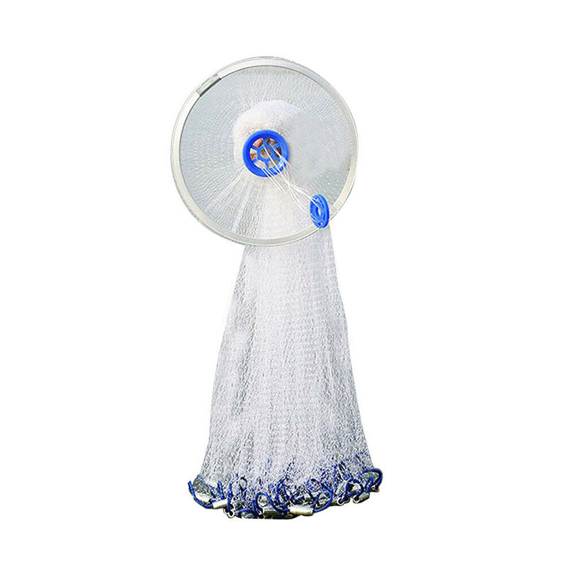8ft 12ft Fishing Cast Net Quick Throw Nylon Mesh Drawstring Chain Bottom Spread