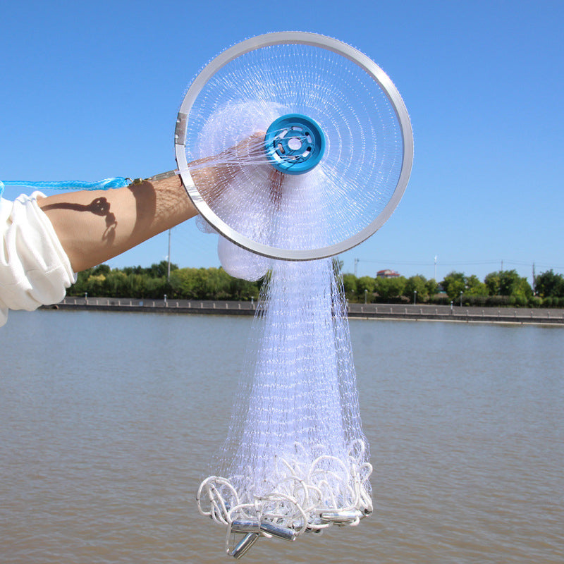 8ft 12ft Fishing Cast Net Quick Throw Nylon Mesh Drawstring Chain Bottom Spread