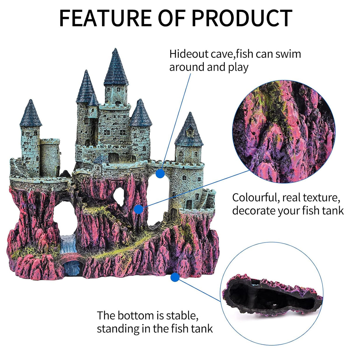 Aquarium Castle Ornament Fish Tank Decoration Medieval Style Resin Decor Home