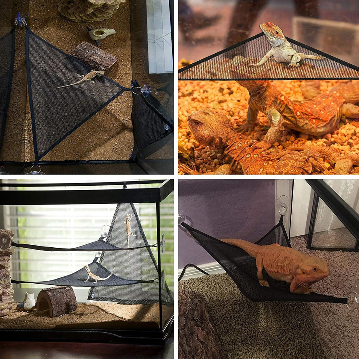 Reptile Hammock Set 2PCS Breathable Mesh With Suction Cups