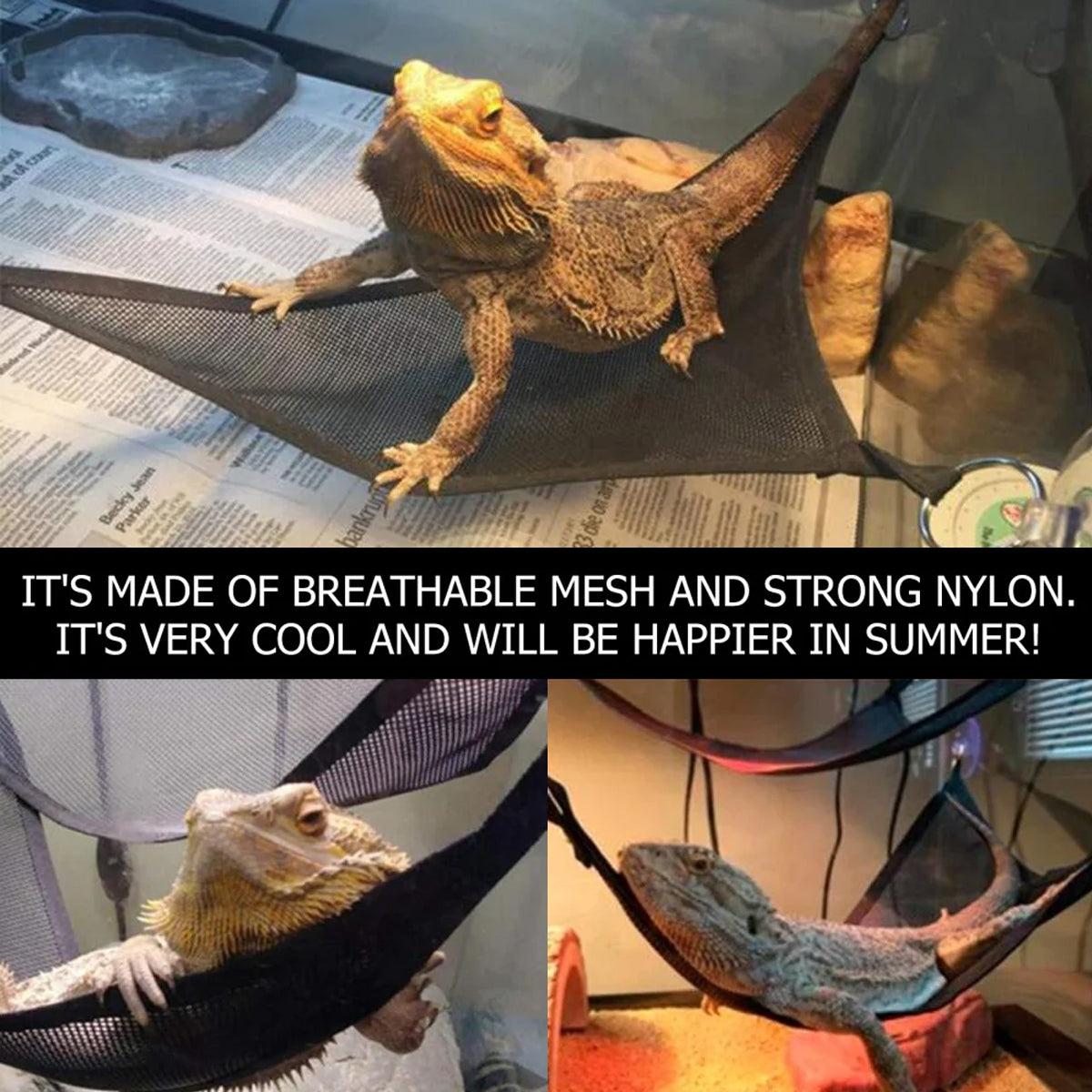 Reptile Hammock Set 2PCS Breathable Mesh With Suction Cups