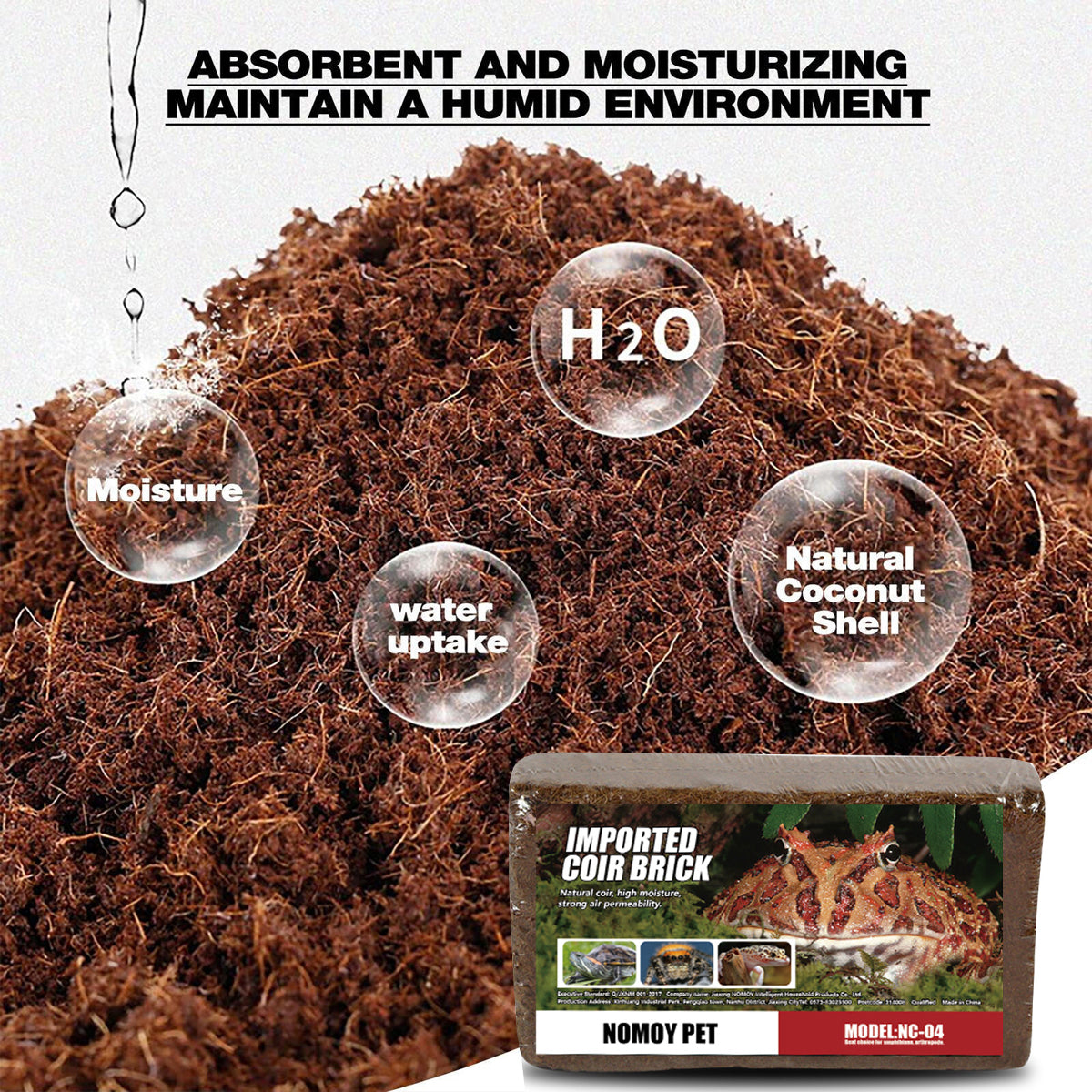 Natural Fiber Coconut Soil Pet Bedding Blocks Safe for Reptiles & Amphibians