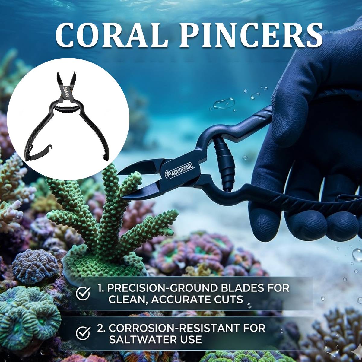 Large VASTOCEAN stainless steel coral scissors for reef aquariums