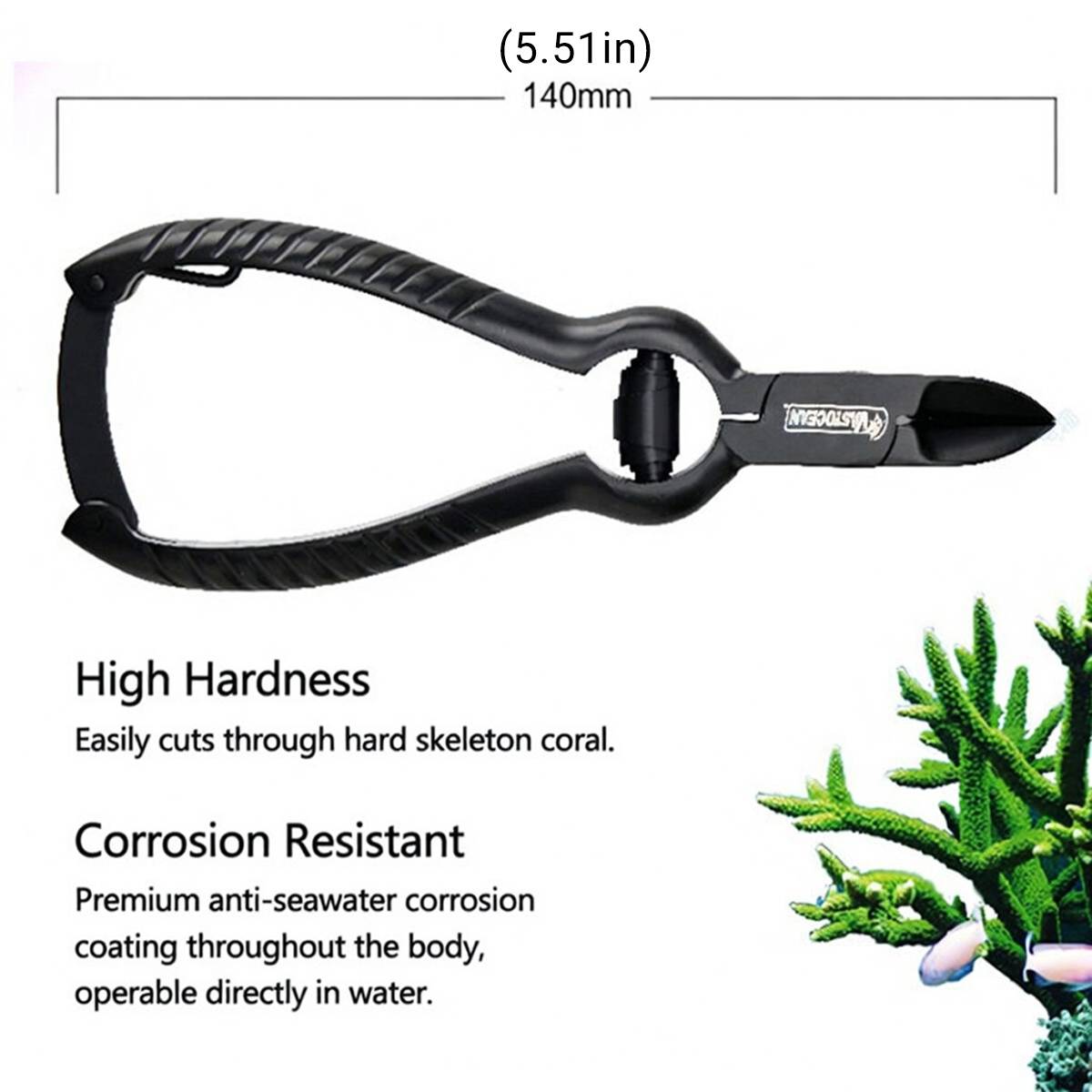 Large VASTOCEAN stainless steel coral scissors for reef aquariums – product view 5