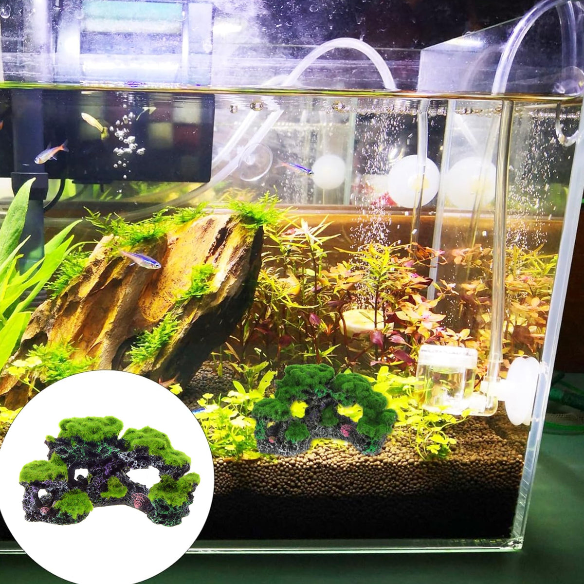 Resin Flocking Rock Aquarium Ornament