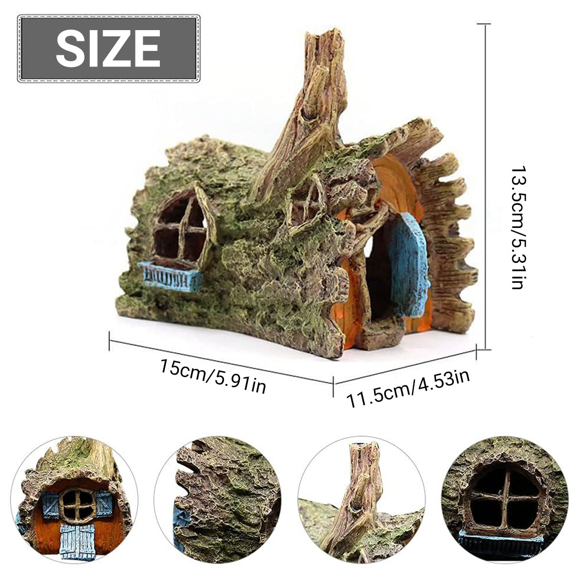 Resin Tree House Aquarium Cave Ornament