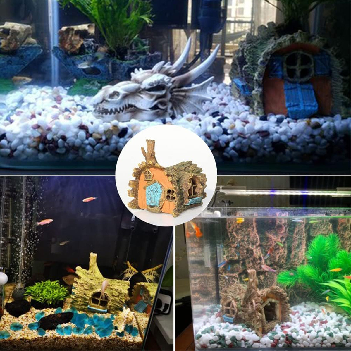 Resin Tree House Aquarium Cave Ornament