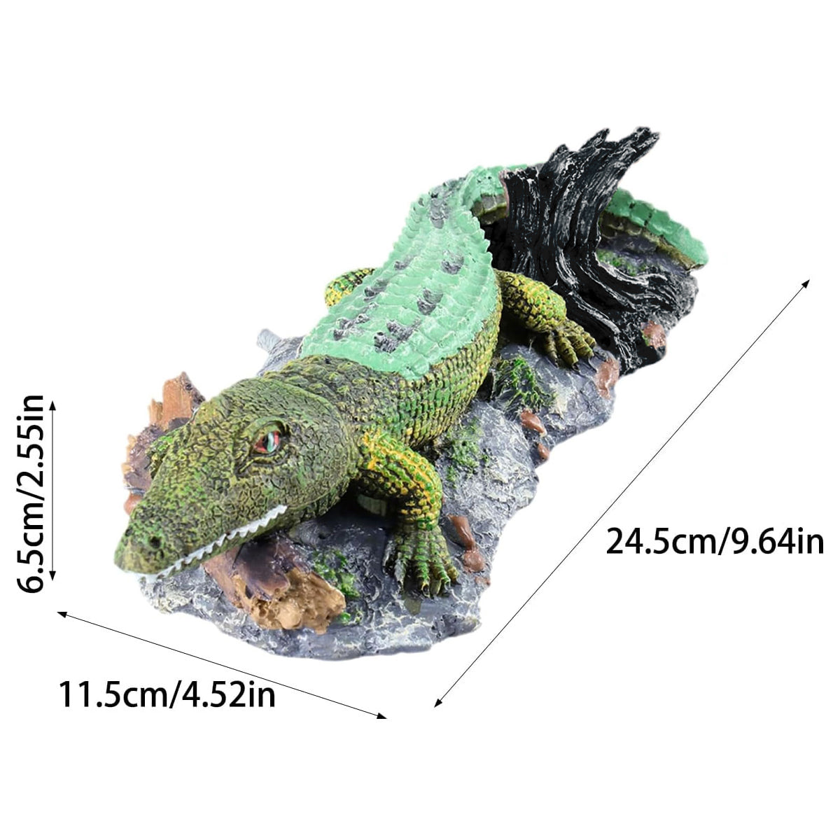 Crocodile Aquarium Ornament With Bubble Stone