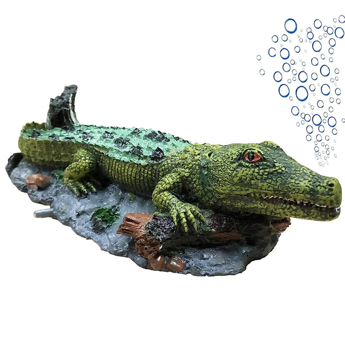 Crocodile Aquarium Ornament With Bubble Stone