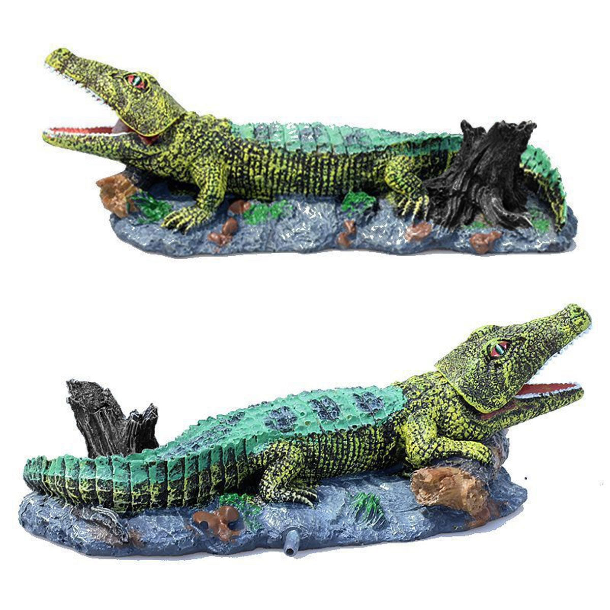 Crocodile Aquarium Ornament With Bubble Stone