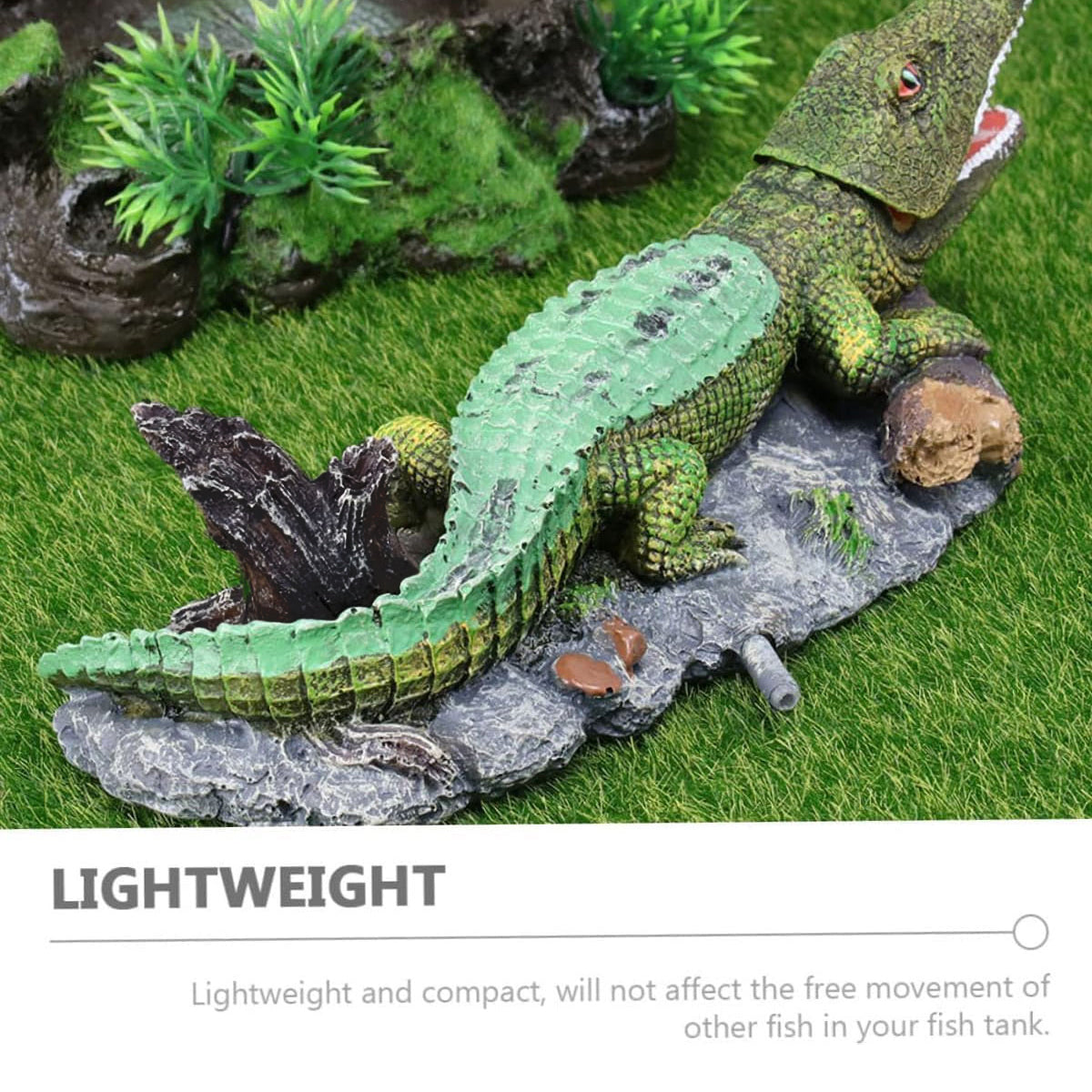 Crocodile Aquarium Ornament With Bubble Stone