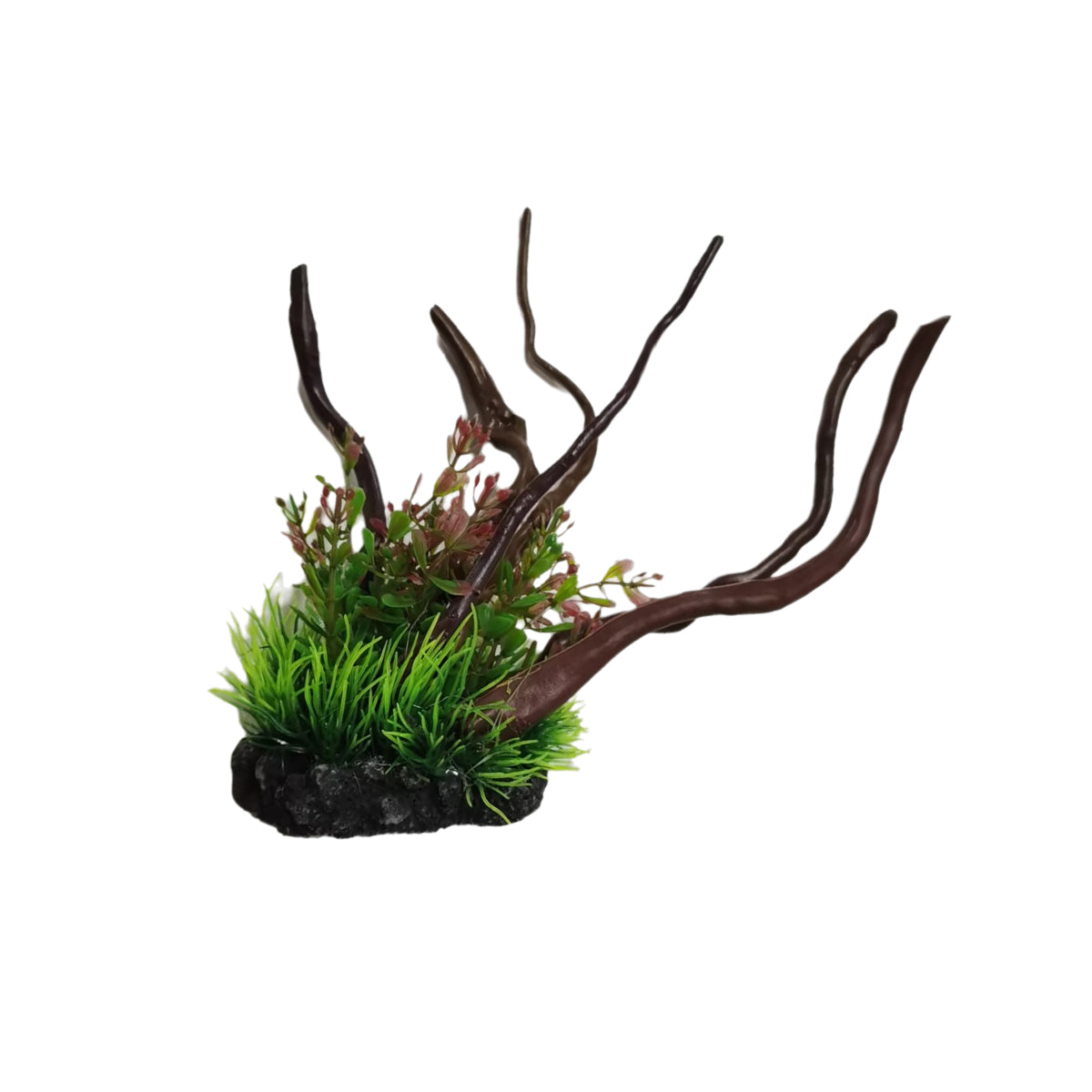 Aquarium Decoration Set with Artificial Wood and Water Grass