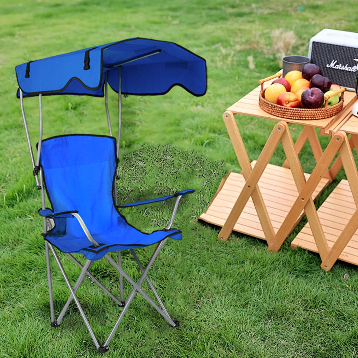 Foldable Canopy Chair Outdoor Sunshade Camping Beach Seat