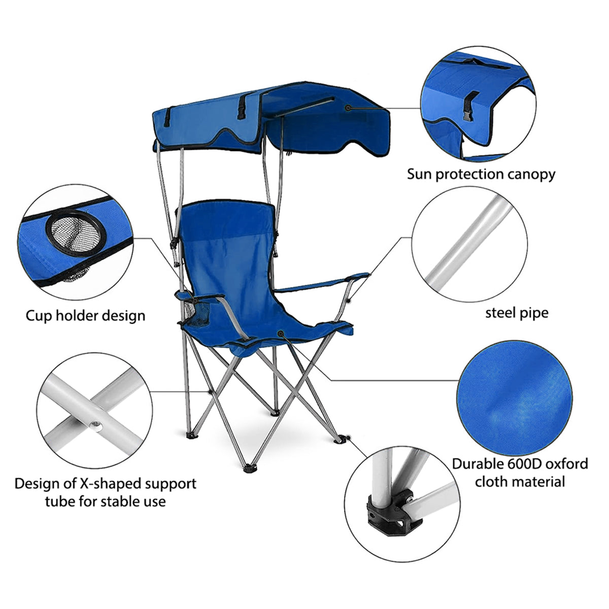 Foldable Canopy Chair Outdoor Sunshade Camping Beach Seat