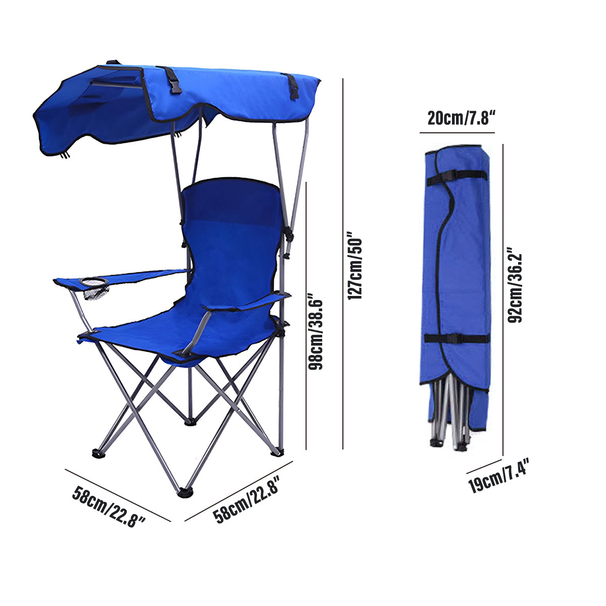 Foldable Canopy Chair Outdoor Sunshade Camping Beach Seat