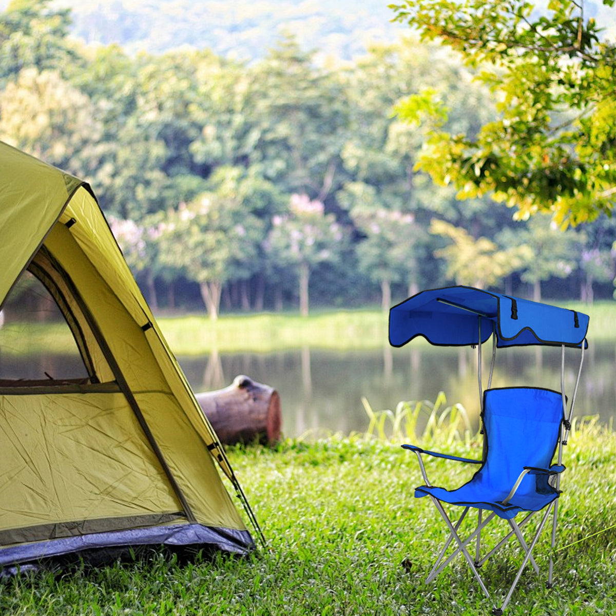 Foldable Canopy Chair Outdoor Sunshade Camping Beach Seat