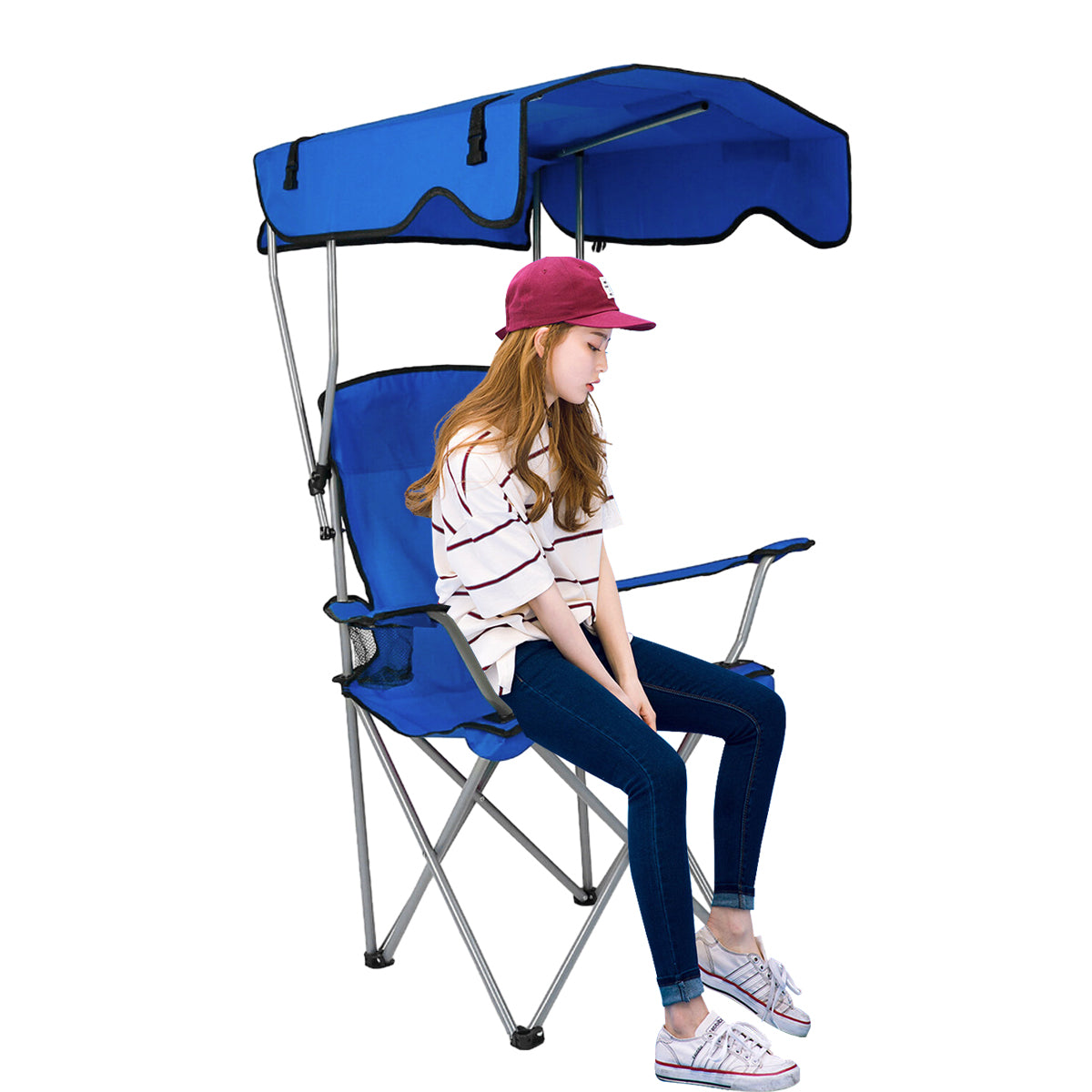 Foldable Canopy Chair Outdoor Sunshade Camping Beach Seat